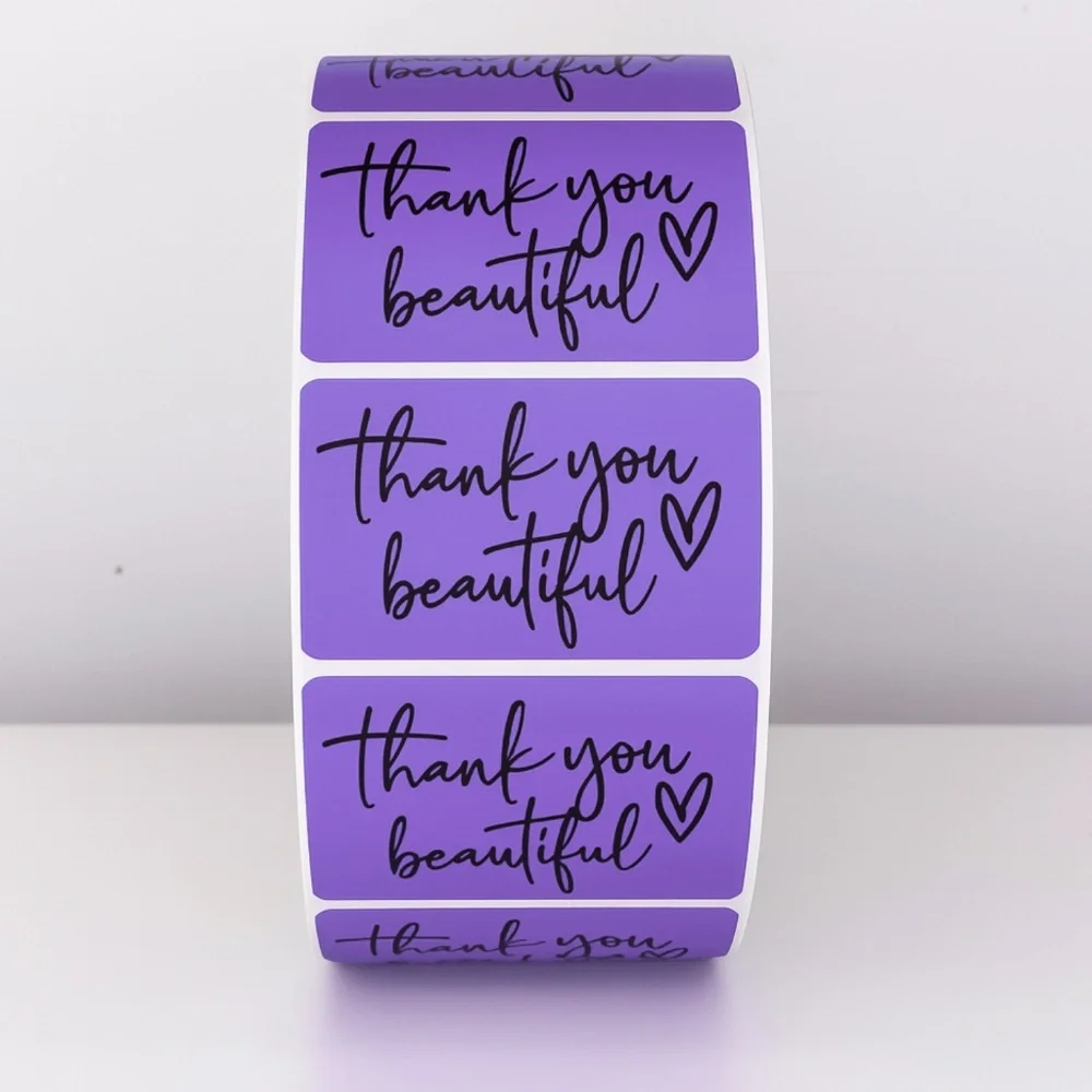 Thank You Beautiful Stickers | Pink Heart Labels for Small Business Packaging